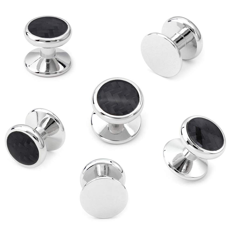 [Australia] - HAWSON Mens Carbon Fiber Cuff Links and Shirt Studs for Tuxedo Wedding Business - Black, Blue, Yellow, Pink black cufflinks and stud set 