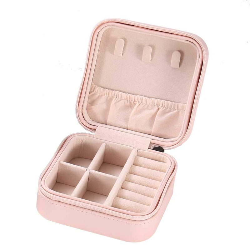 [Australia] - Travel Jewelry Organizer Storage Box - Small Display Case for Earrings Necklace Rings Bracelet Holder Women Wife Teen Girl Girlfriend Christmas Valentine Gift Portable Travel Mini Organizer, Pink 