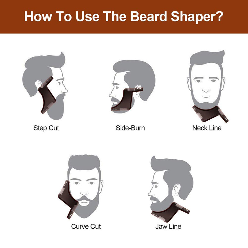 [Australia] - Beard Shaping Tool Template. Beard Shaper Tool for line up & Edging, Men's Facial Hair Hairline Perfect Symmetric Lines and Trim with Beard Trimmer Hair Clipper or Razor.(Brown) 