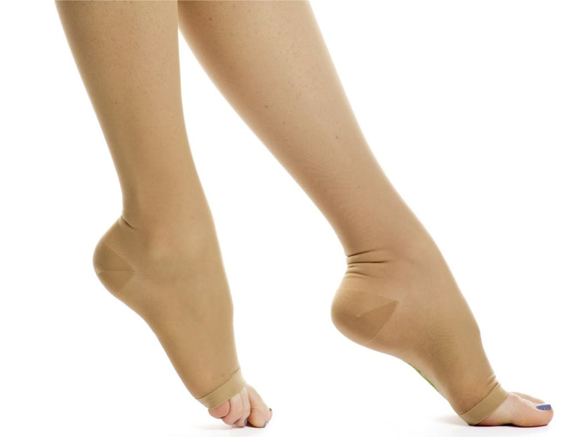 [Australia] - EvoNation Women’s 15-20 mmHg Graduated Compression Open Toe Pantyhose – Moderate Pressure Compression Sheer Stockings Tan Beige Nude Small 