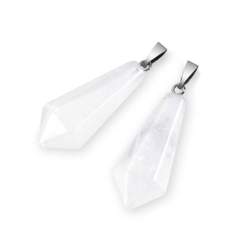 [Australia] - Top Plaza Natural Chakra Healing Crystal Stone Pendant Necklace Reiki Charged Pointed Pendulum Necklaces, 12 Facet Clear Quartz 