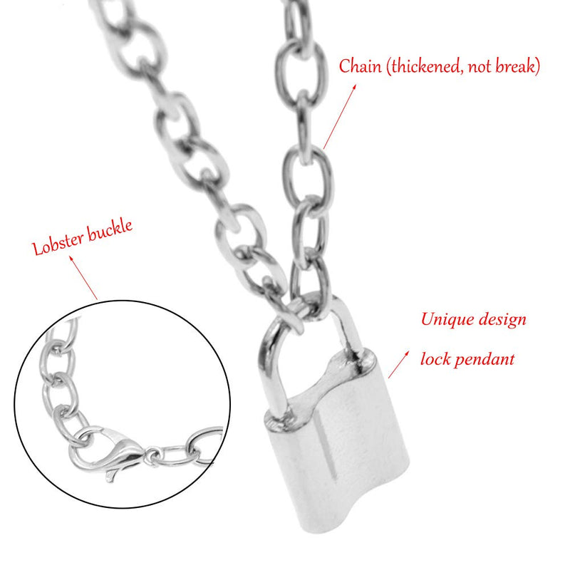 [Australia] - Krun Y Necklace Lock Pendant Simple Cute Necklaces Long Multilayer Chain Fashion Jewelry Women Girls Gift for Her 