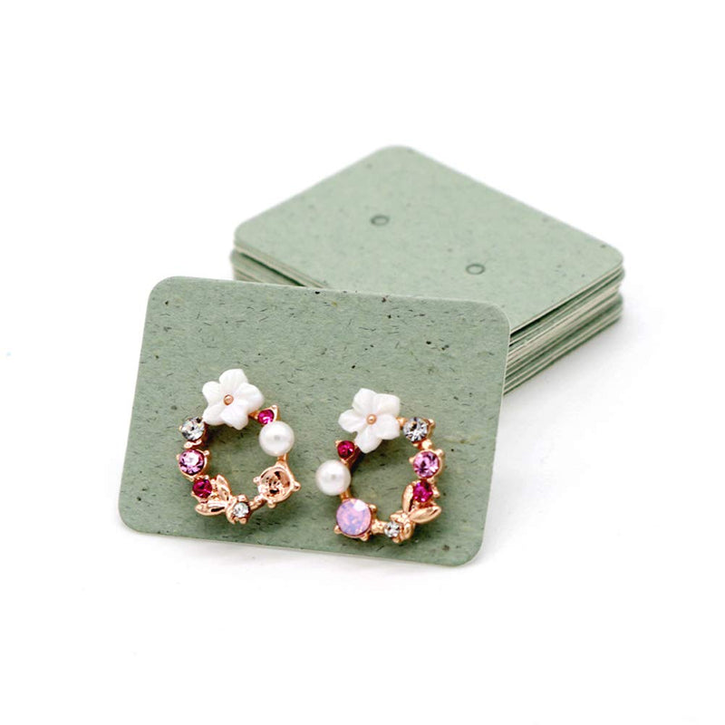 [Australia] - Teensery 200 Pcs Green Paper Earring Display Cards Holder Blank Jewelry Display Cards for Ear Studs Earrings Light Green 