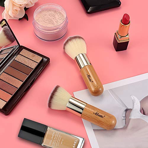 [Australia] - Matto Bamboo Makeup Brush Set Face Kabuki 2 Pieces - Foundation and Powder Makeup Brushes for Mineral BB Cream 