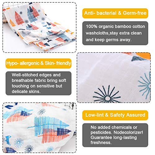 [Australia] - 3 Pack Baby Muslin Washcloths 120cmX120cm Cartoon Cotton Muslin Newborn Towel Large Gauze Squares Babies Swaddle Blanket Shower Wipes by ALBOYI(Fish/Fox/Geometric Print) 3pack 