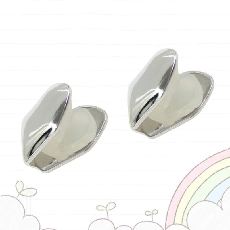 [Australia] - ULTNICE 2pcs Silver Single Tooth Fangs Cap Hip Hop Grills Single Teeth Caps Top Bottom Dental Grill 