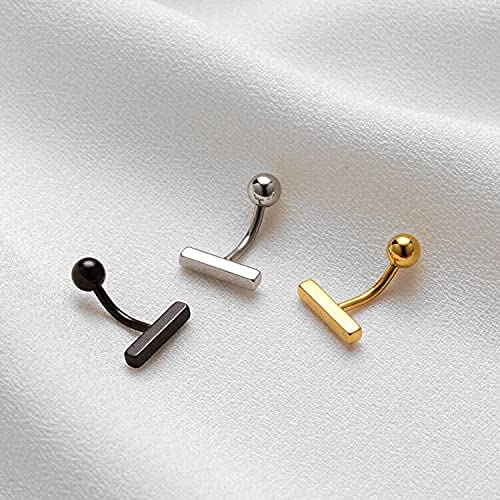 [Australia] - BLBLJERY Small Belly Button Ring Belly Rings Surgical Steel Dainty Bar Navel Ring Simple Belly Rings Belly Button Piercing 16g-black 