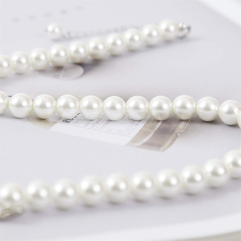 [Australia] - Faux Pearl Necklace Set Strand Pearl Stud Earring for Women Wedding 10mm 