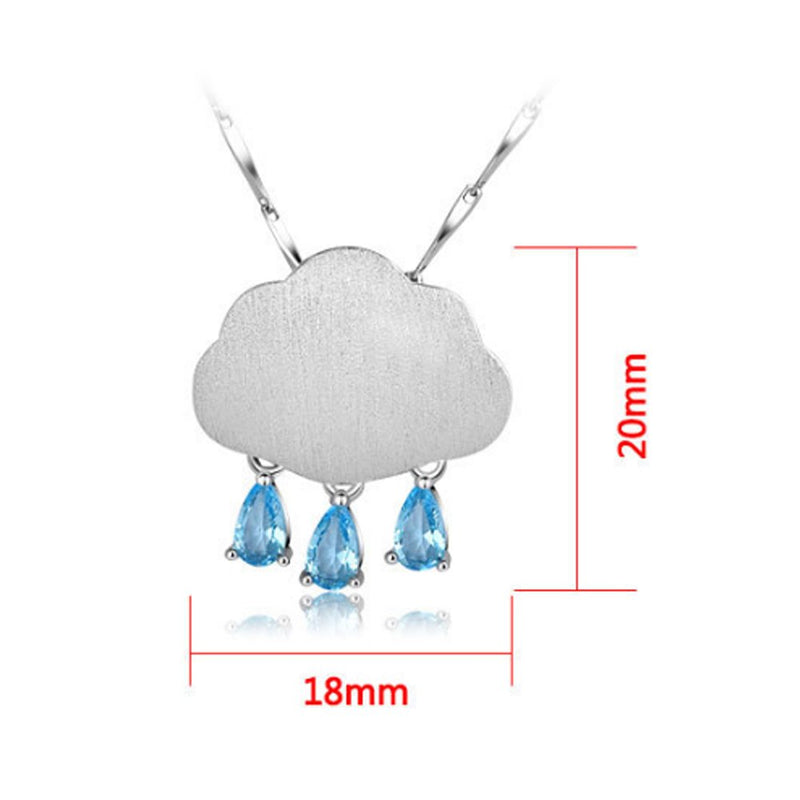 [Australia] - Looyar S925 Sterling Silver Clouds Raindrop Necklace Simple Temperament Pendant Necklace for Girl 