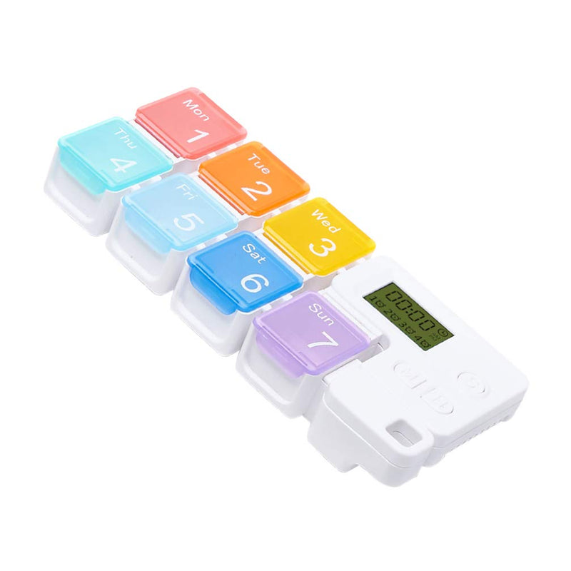 [Australia] - SUPVOX Pill Case Reminder Smart Digital Alarm Pill Box 7 Compartments Medicine Case Organizer for Travel School Office Older Without Battery (Rainbow) 