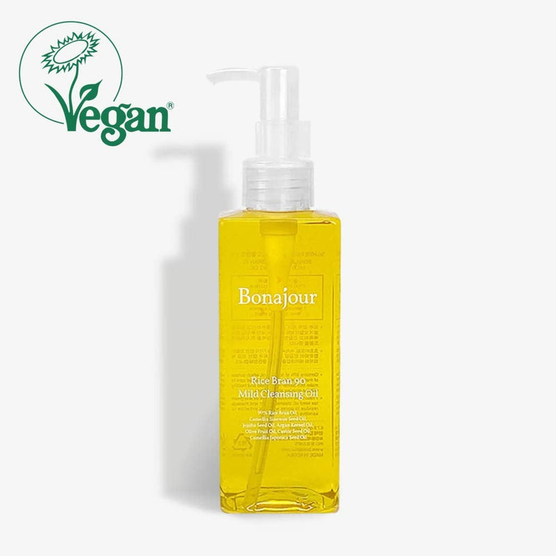 [Australia] - [BONAJOUR] Vegan Rice Bran 90 Mild Cleansing Oil - Vegetable Oil Based Multi Makeup Remover For Sensitive Oily & Dry Skin 6.7 Fl.oz 