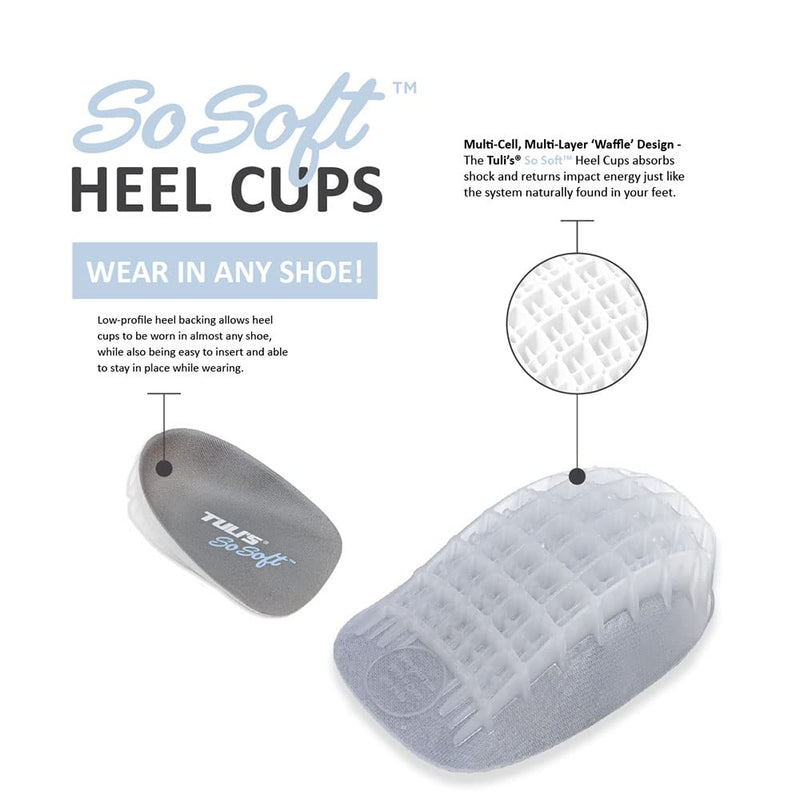 [Australia] - Tuli's So Soft Heavy Duty Gel Heel Cups Provide Relief for Plantar Fasciitis, Heel Pain, and Shock Absorption, Medium Regular (1 Pair) 