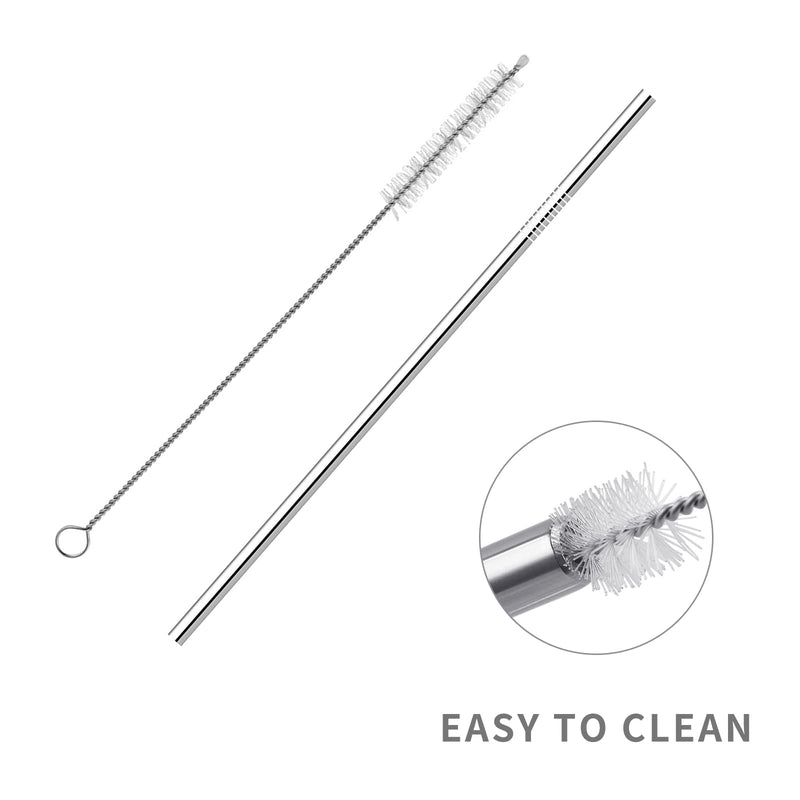 [Australia] - Ithyes 8 Pack Reusable Metal Straws Long Stainless Steel Straws Drinking Straw for 20/30 oz Tumblers with Travel Case & 2 Cleaning Brushes,10.5"/8.5"(Silver) 10pcs 