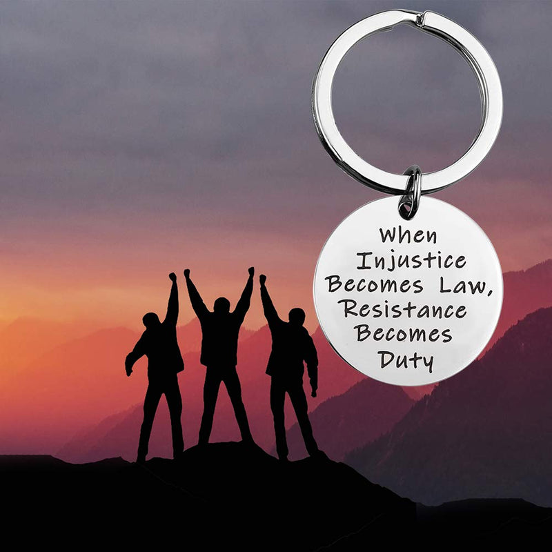 [Australia] - LQRI Lawyer Keychain Feminist Jewelry When Injustice Becomes Law Resistance Becomes Duty Keychain Future Lawyer Gift Law School Graduation Gift sliver 