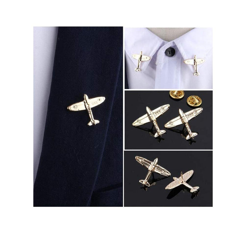 [Australia] - Tiande Plane Brooch Small Aircraft Vintage Cute Animal Brooch pins Male Shirt Brooch Novelty Suit and Vest pin (2 pcs) 