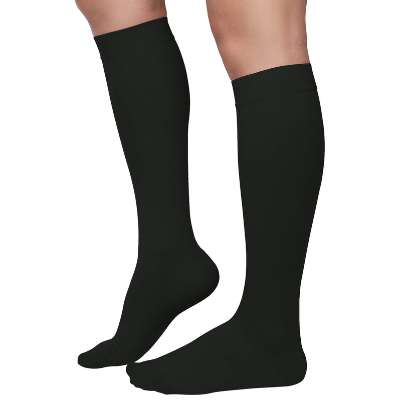 [Australia] - MGANG® Compression Socks, Closed Toe, 20-30 mmHg Graduated Compression Knee High Support Stockings for Unisex, DVT, Pregnancy, Varicose Veins, Swelling, Edema, Shin Splints, 1 Pair, Black 2XL XX-Large 