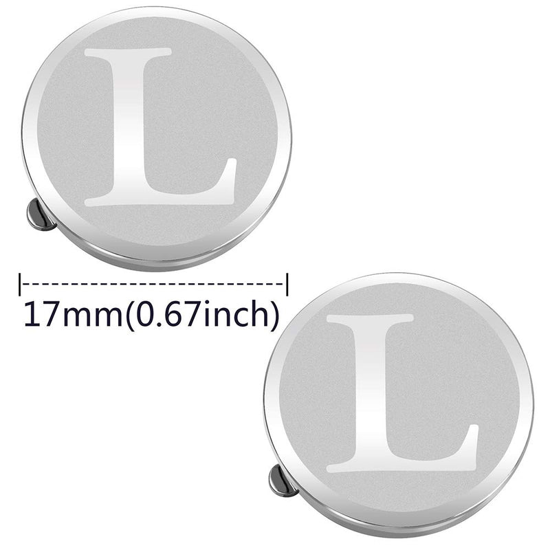 [Australia] - HAWSON Button Covers for Men - Silver Mens Button Cover Cufflinks for Wedding and Formal Event Accessories - Personalized Alphabet Initials A-Z L 