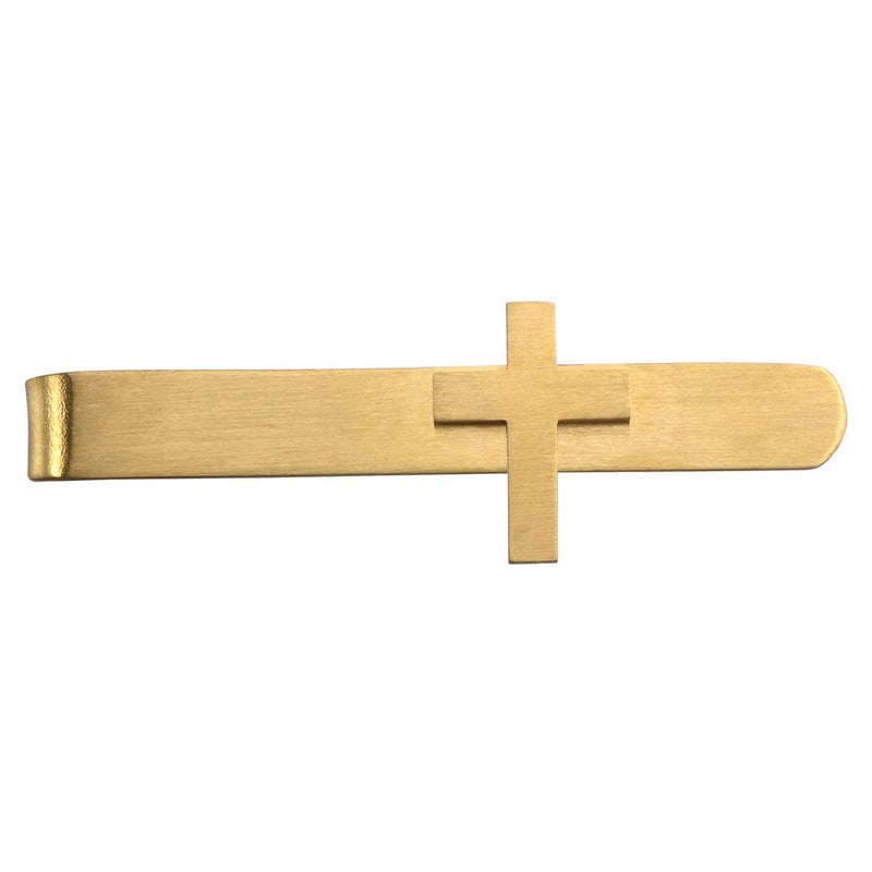 [Australia] - HAWSON 2" Cross Tie Bar Clip in Stainless Steel for Men's Skinny Necktie gold 