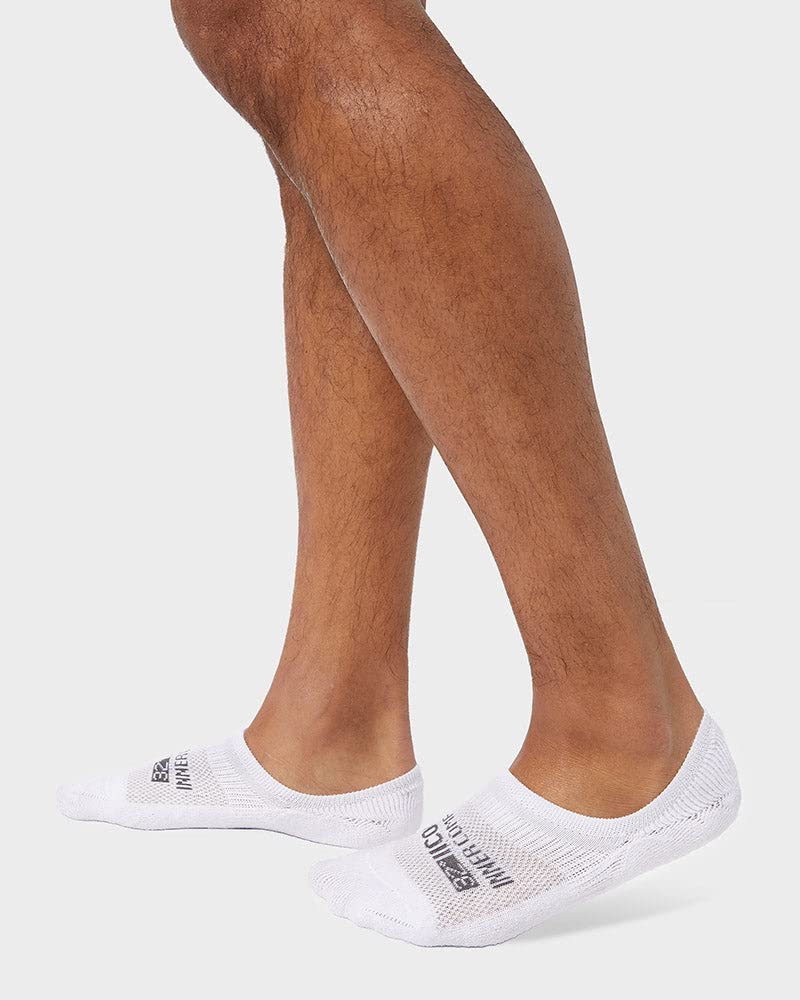 [Australia] - 32 DEGREEES Men's 6 Pack Comfort No Show Socks | Anti-Odor | Cushioned Heel | Fitted | Active | Casual | Work White Large 