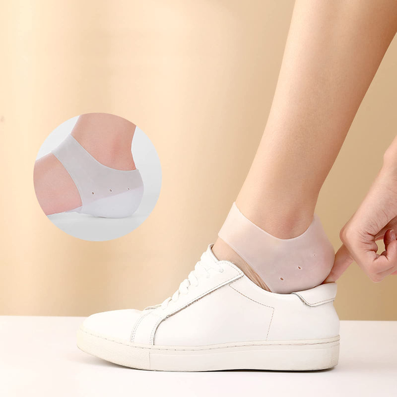 [Australia] - 2 Pairs Heel Pads Silicone Gel Heel Protection Heel Gel Pads Heel Socks for Heel Spurs Plantar Fasciitis, Very Suitable for Heel Pain, Dry Cracked Heel for Women Men 