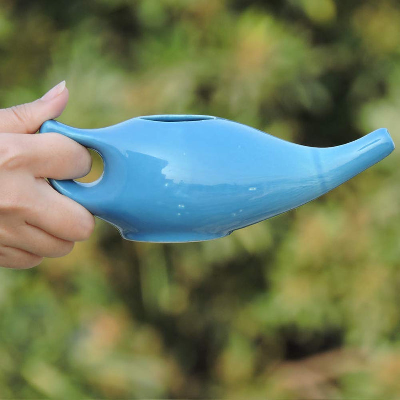 [Australia] - Porcelain Ceramic Neti Pot for Nasal Cleansing | Natural Treatment for Sinus, Infection and Congestion Blue Color 