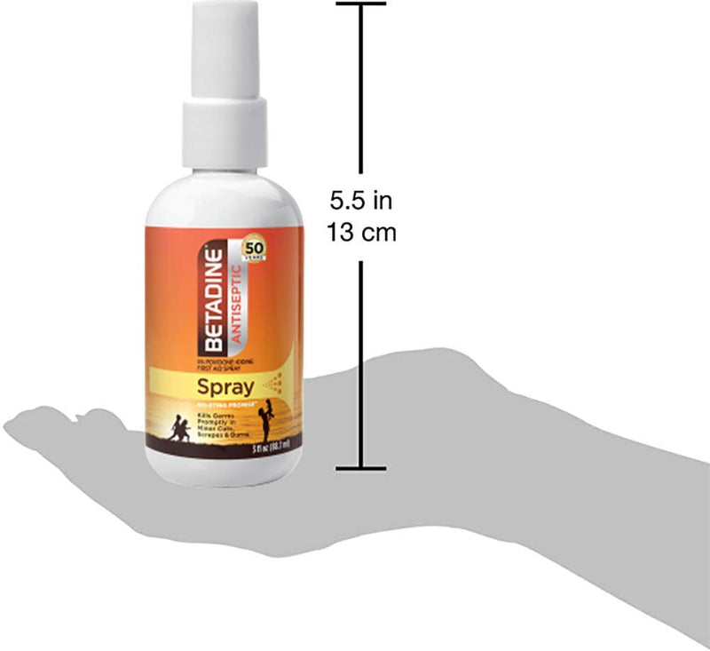 [Australia] - Betadine First Aid Spray 3 oz Povidone Iodine Antiseptic with No-Sting Promise (Packaging May Vary) 