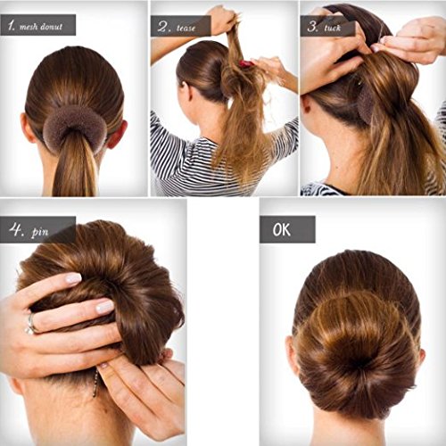 [Australia] - CLOTHOBEAUTY 2 pieces Extra Large Size Hair Bun Donut Maker, Ring Style Bun, Women Chignon Hair Donut Buns Maker, Hair Doughnut Shaper Hair Bun maker (4.3 in. For Thick and Long Hair) (Brown) 