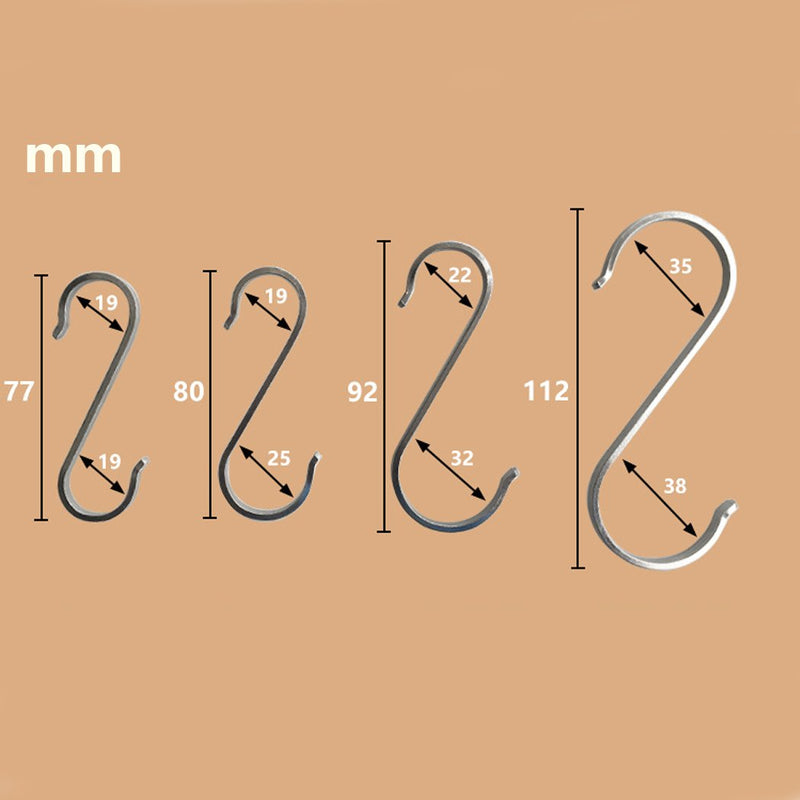 [Australia] - Heavy Duty 304 Stainless Steel S Shaped Metal Hanging Hooks for Hanging, Metal Kitchen Pot Pan Hanger Storage Rack Closet S Type Hooks(10PCS) XL 