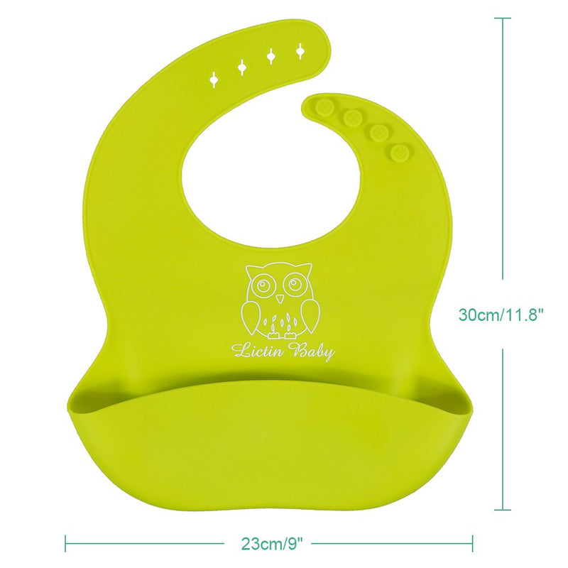 [Australia] - Lictin 3pcs Waterproof Silicone Baby Bibs Wide Food Crumb Catcher Pocket Unisex Bibs Quick Drying Comfortable Food Grade Material Bibs Bacteria Resistant for Infant Toddler Under 3 Years Old 