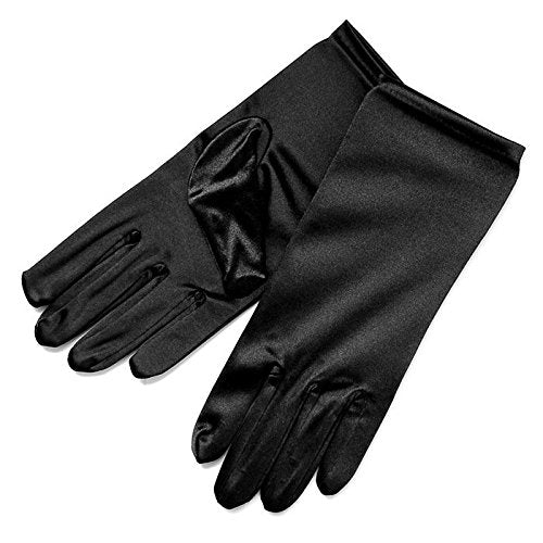 [Australia] - Women Wrist Length Adult Size Stretchy Satin Gloves Black 