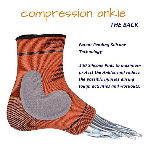 [Australia] - Thx4COPPER Infused Compression Ankle Brace, Silicone Ankle Sleeve Support, Pain Relief from Plantar Fasciitis, Achilles Tendonitis- Reduce Foot Swelling & Prevent Ankle, Single Large 