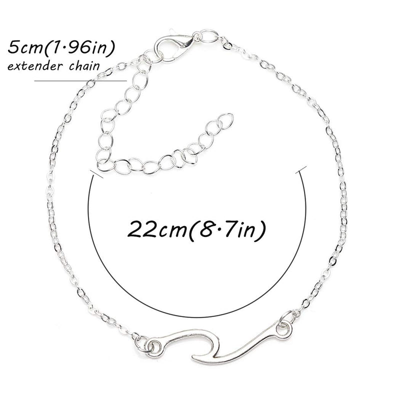 [Australia] - Ludress Boho Wave Anklet Silver Ocean Wave Ankles Bracelet Beach Ankle Chain Foot Jewelry Accessories for Women and Girls 