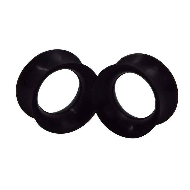 [Australia] - Stuppendux 1 Pair/3Pairs Black/White/Transparent Soft Silicone Flexible Ear Skin Tunnels Plugs Expanders Gauges Hollow Body Piercing 2G-3/4 Black,GAUGE=00G(10MM) 