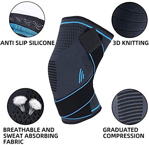 [Australia] - NTRH Knee Brace for Arthritis ACL and Meniscus Tear Adjustable Knee Sleeves for Sports Knee Support for Men and Women (single) Blue-XL 