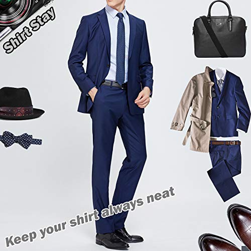 [Australia] - GUOMAN Mens Y-Style Shirt Stays, Adjustable Elastic Garter Straps Sock Non-slip Clamps, Black, Large 