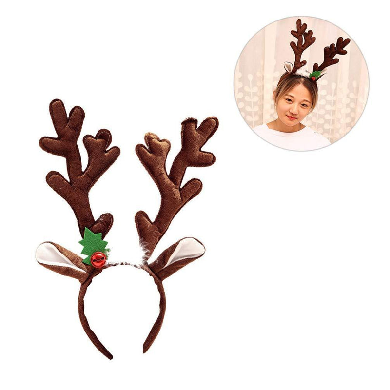 [Australia] - Amosfun Christmas Headband Reindeer Elk Deer Horn Fabric Headdress Party Supplies for Kids Baby Women Girl Cosplay (Coffee) Brown 