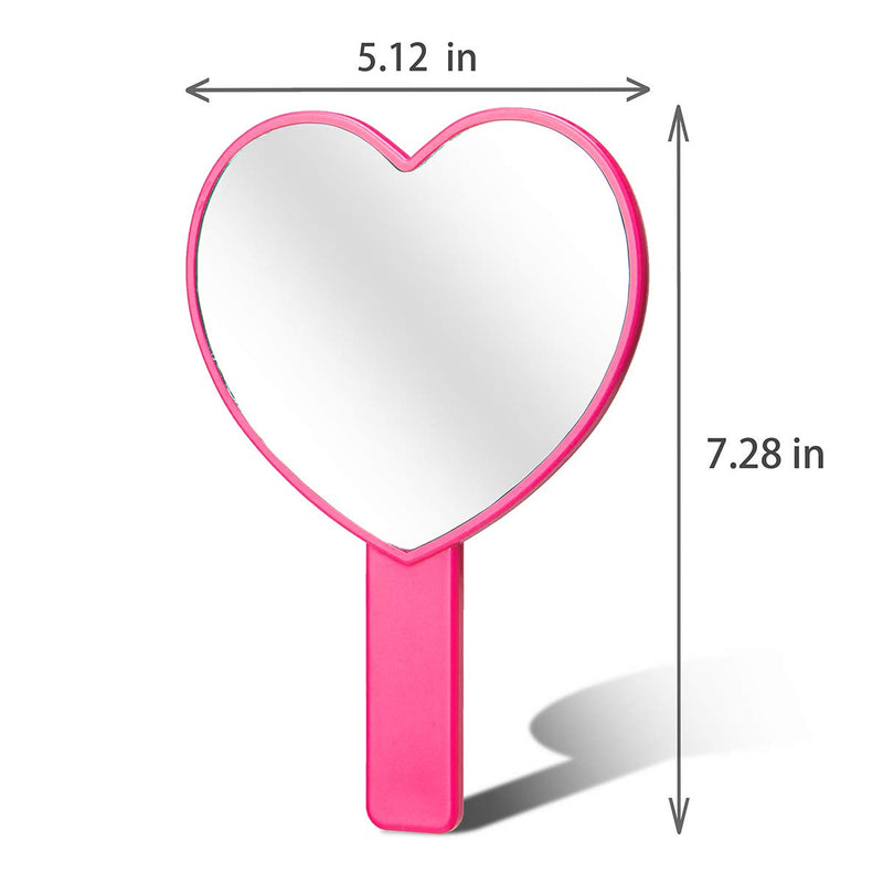 [Australia] - 2PCS Heart-Shaped Makeup Hand Mirror,Travel Handheld Mirror Portable Personal Cosmetic Mirror with Handle(Pink and Rose red) 