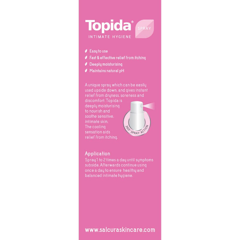 [Australia] - Salcura Natural Skin Therapy, Topida Intimate Hygiene Spray Trio Pack, Vitamin E & Essential Oils Perfect for Anyone Prone to Thrush, Vaginal Discomfort & Irritation Or Soreness 3 x 50ml Trio Pack 