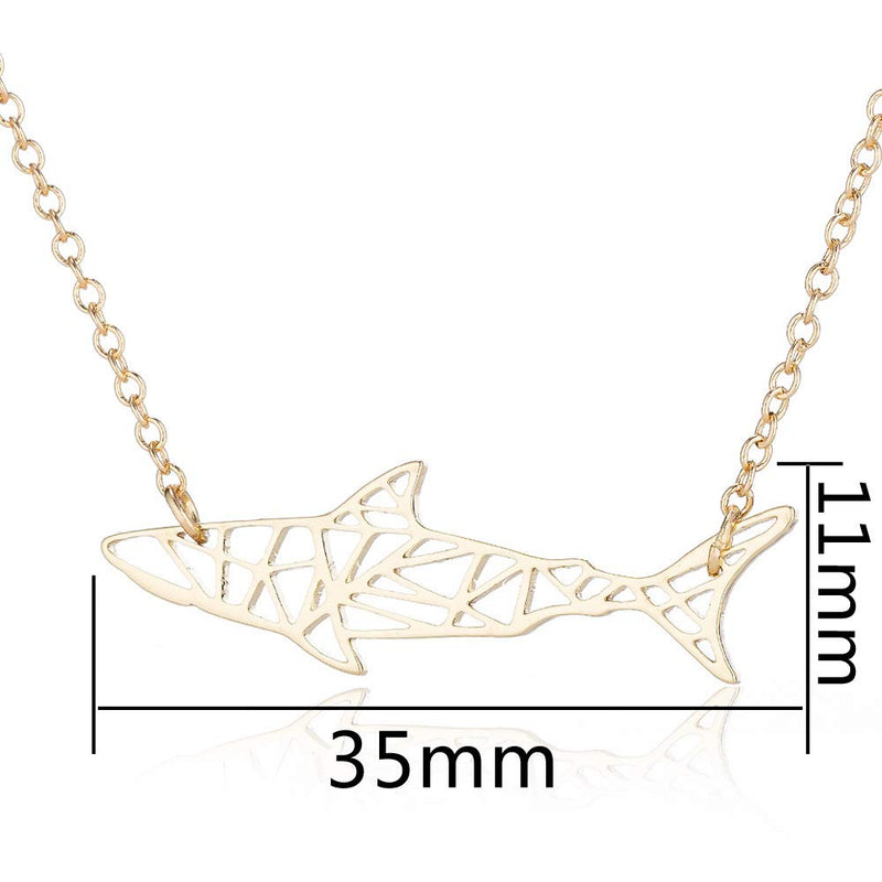 [Australia] - La Espoir Orugami Paper Shark Necklace Sea Animal Fish Pendant Necklace gold 