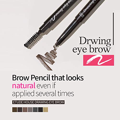 [Australia] - ETUDE HOUSE Drawing Eye Brow 0.25g #1 Dark Brown | Long Lasting Eyebrow Pencil | Soft Textured Natural Daily Look Eyebrow Makeup 
