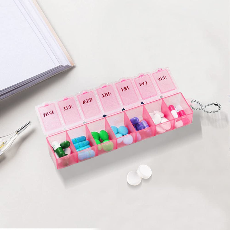 [Australia] - 2 Pcs Pill Box, 7 Day 1 Time a Day Pill Dispenser Storage Case Portable Medicine Storage Box Travel Pill Boxes Tablet Box (Blue, Pink) Blue+pink 