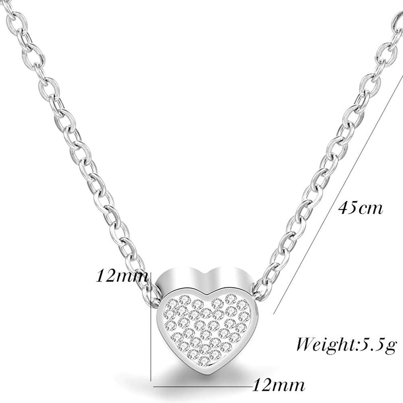 [Australia] - Jude Jewelers Stainless Steel Small Heart Charm Collar Necklace Silver 