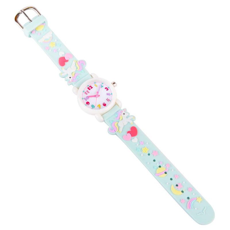 [Australia] - Venhoo Kids Watches 3D Cute Cartoon Waterproof Silicone Children Toddler Wrist Watch Birthday Gift for 3-10 Year Girls Little Child Blue 