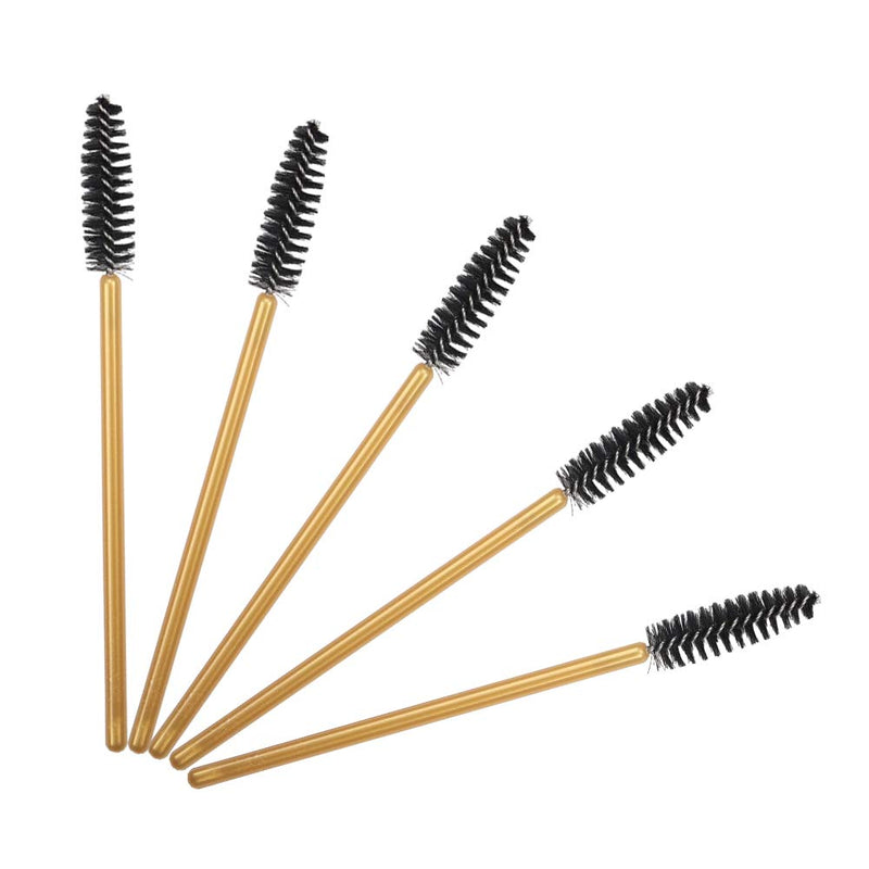 [Australia] - 300 Pack Mascara Wands Disposable Eye Lash Brushes Applicator for Eyelash Extensions Makeup Tool Bulk, Gold/Black Gold/Black-300Pcs 