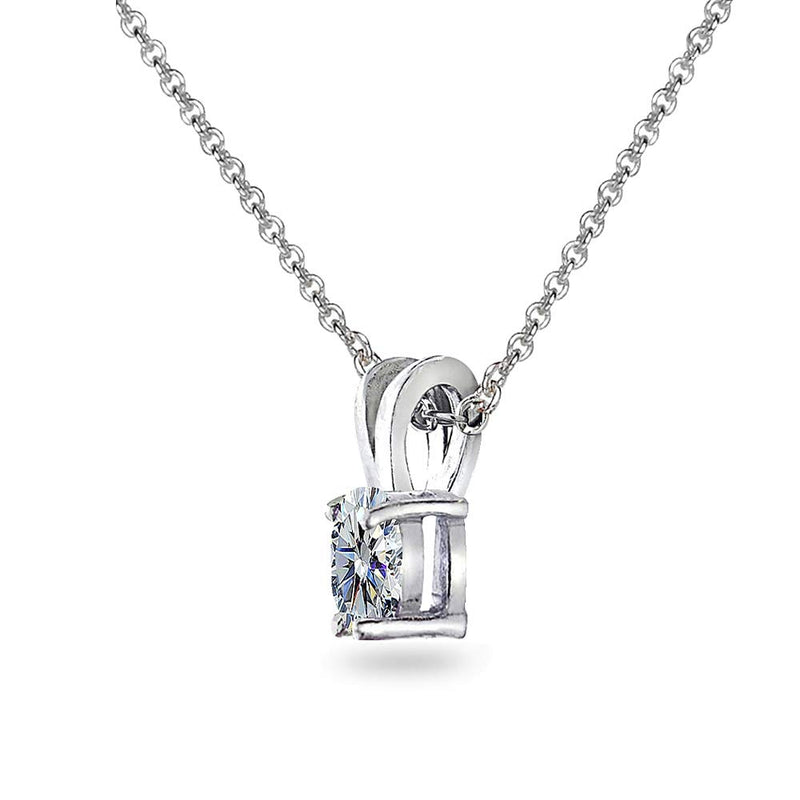 [Australia] - Sterling Silver 6x4mm Oval-Cut Solitaire Pendant Necklace Made with Swarovski Crystals Clear 