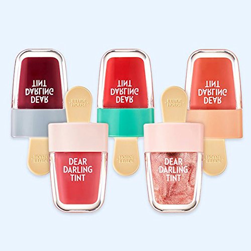 [Australia] - ETUDE HOUSE Dear Darling Water Gel Tint Ice Cream (PK004 Red Bean Red) | Vivid High-Color Lip Tint with Minerals and Vitamins from Soap Berry Extract to Moisture Your Lips PK004 Red Bean Red 