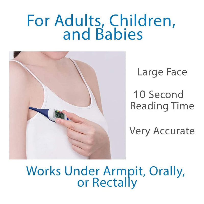 [Australia] - Apex Large Face LCD Fast Read Digital Thermometer for Adults and Children - Instant Read Thermometer for Fever Detection with Quick 5 Second Read Time 