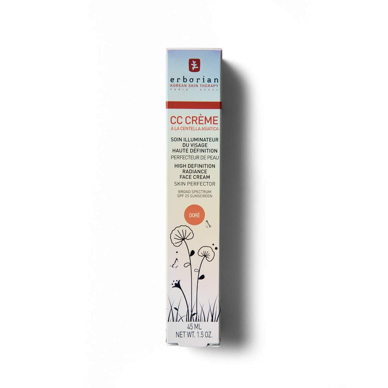 [Australia] - Erborian CC Cream with Centella Asiatica - Skin Perfector Tinted Moisturiser and High Definition Radiance Face Cream - Korean Skincare Cream Fair Shade SPF 25 Dor√©e 45-Milliliter 