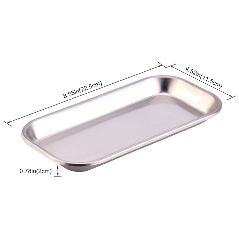 [Australia] - Stainless Steel Medical Instrument Tray Walfront Metal Rectangular Surgical Tray Dental Tray Lab Trays Useful Tool for Clinic Lab 8.85 × 4.52 × 0.78" 