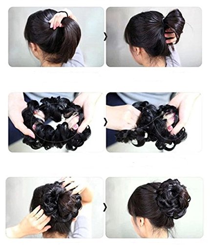 [Australia] - PRETTYSHOP Hairpiece Scrunchie Scrunchy Bun Updo Bridal Hairstyle Ponytail Wavy Black G1B black #1 G1B 